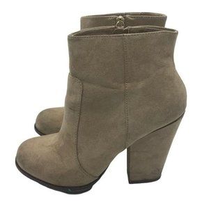 ZARA Trafaluc Platform Booties Women Sz 9 EU 40 Tan Slouchy Chunky Heel Side Zip